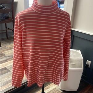 Striped Pink and White Turtleneck Top